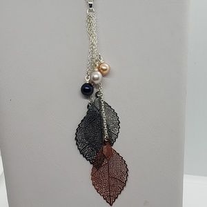 Pearl and leaf necklace